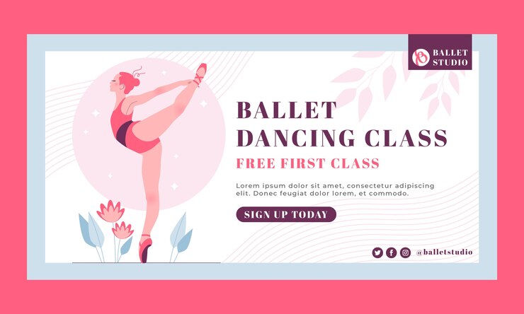 Miễn phí Vector flat design dance school facebook template