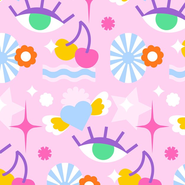 flat design y2k pattern design