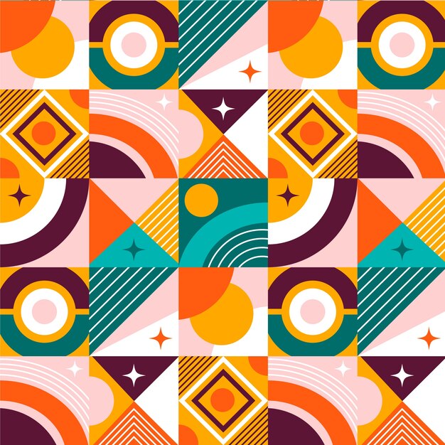 flat geometric mosaic pattern design