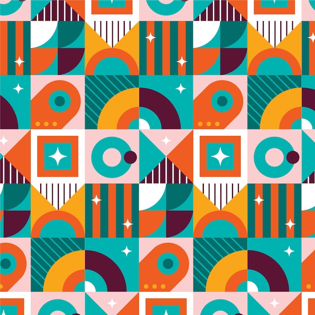 flat geometric mosaic pattern design
