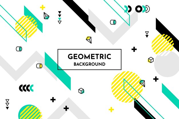 flat geometric shapes background in memphis style