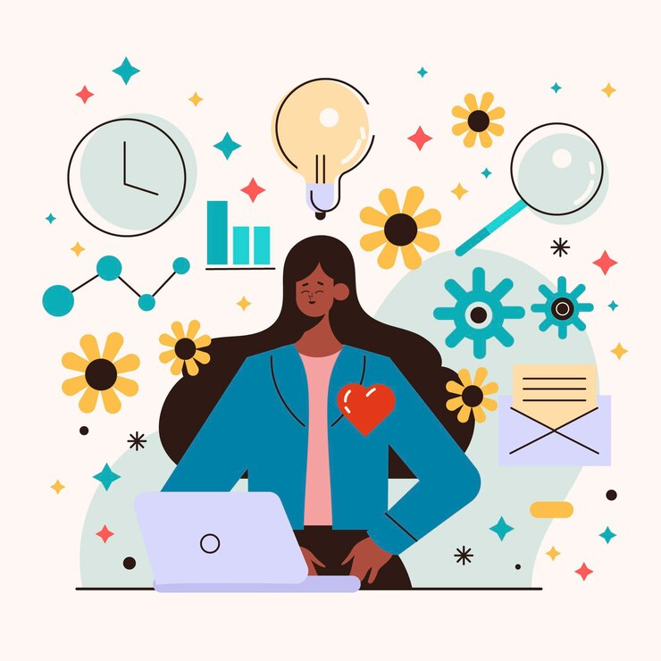 Miễn phí Vector flat-hand drawn multitasking businesswoman illustration