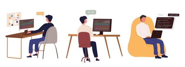 flat hand drawn web developers