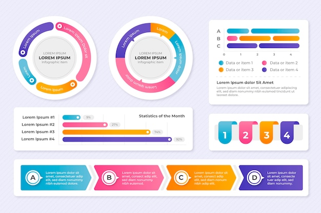 Flat infographic element collection