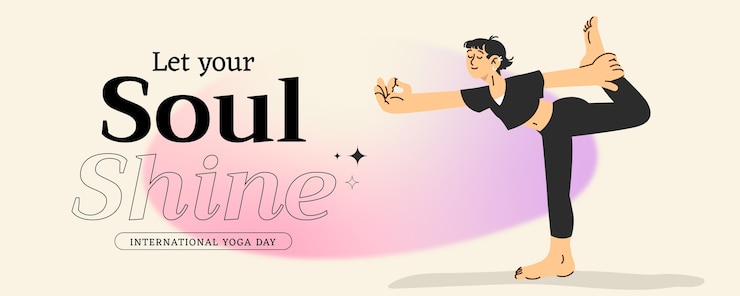 Miễn phí Vector flat international yoga day horizontal banner template with person doing yoga