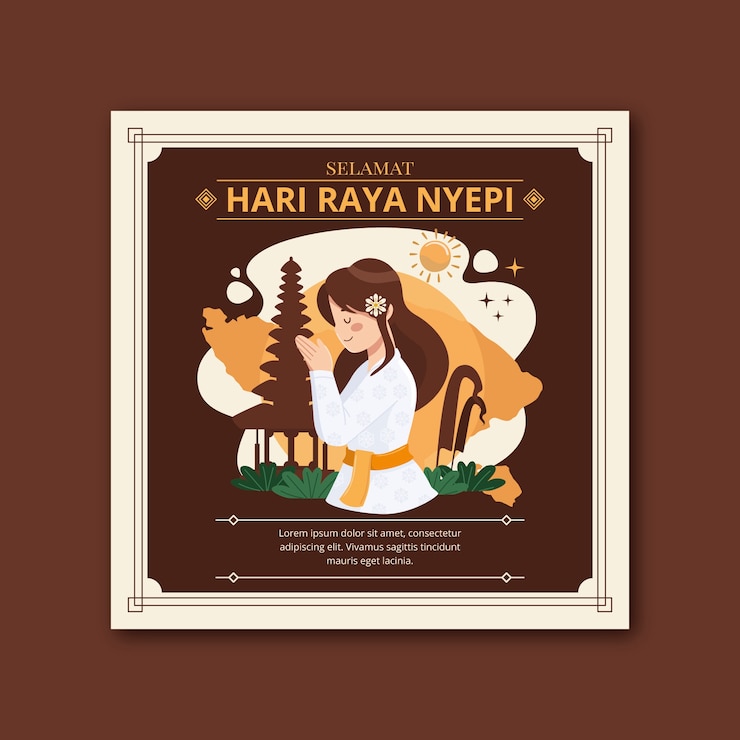 Miễn phí Vector flat nyepi greeting card template