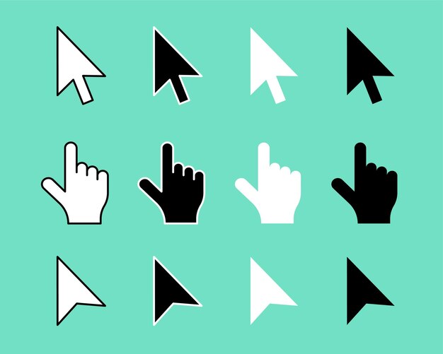 flat style hand pointer and cursor in collection