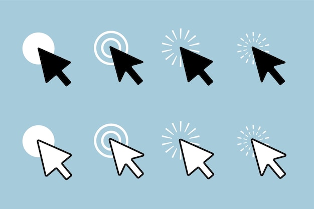 flat style mouse pointer sign design in set