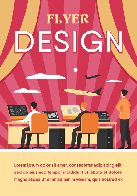 flight control center isolated flat flyer template
