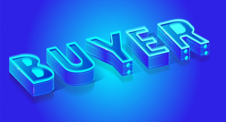 Miễn phí Vector fluorescent blue neon word buyer