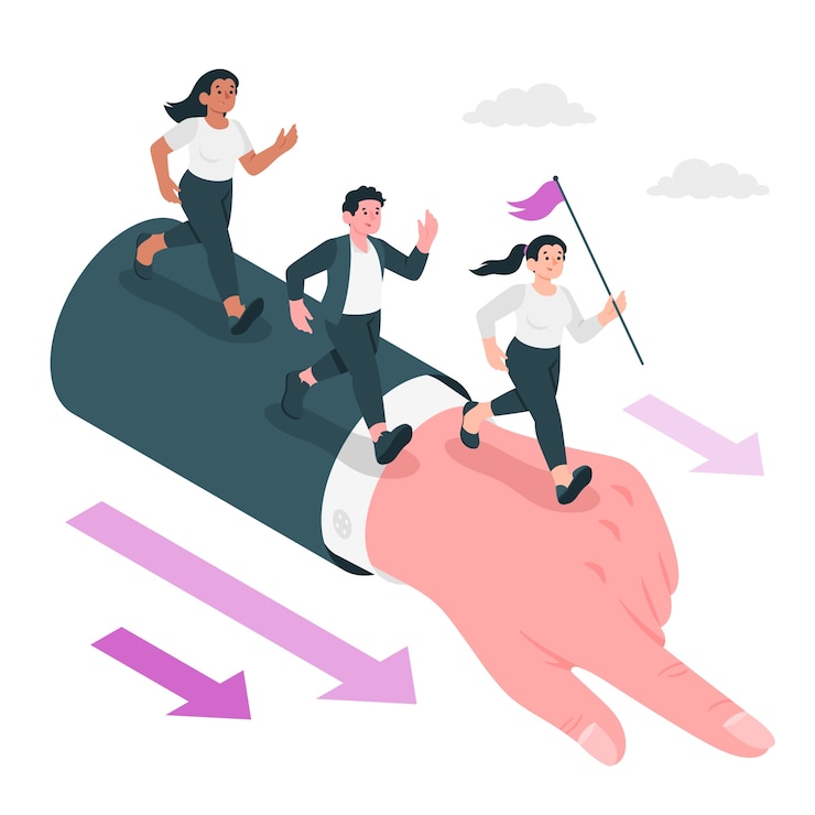 Miễn phí Vector follow the leader concept illustration