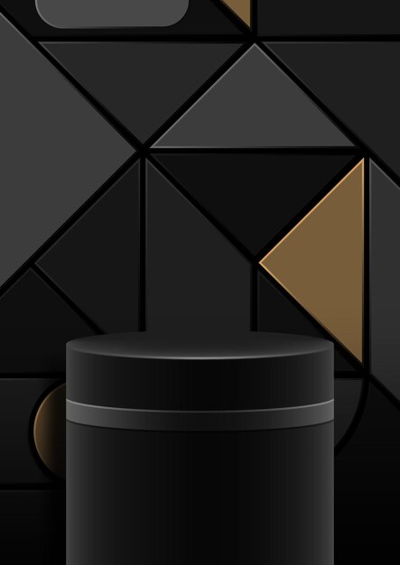 futuristic podium scene template for product presentation with abstract geometric backdrop