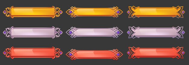 game buttons with decorative frames