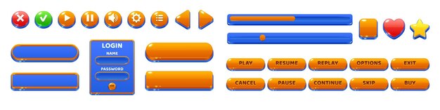 game menu interface ui buttons glossy elements