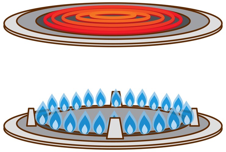 Miễn phí Vector gas stove and induction stove on white background