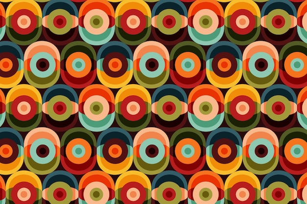 Geometric groovy pattern with different shapes