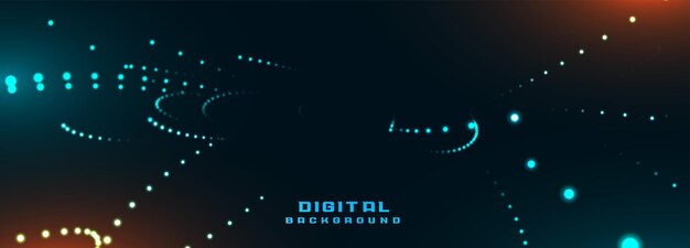 Glowing partical digital dots technology banner