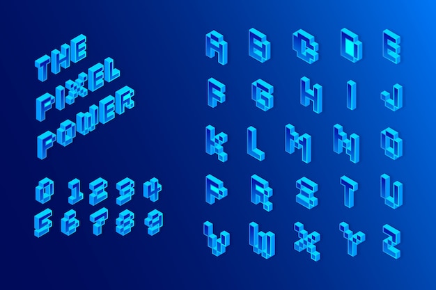 Gradient 3d numbers element