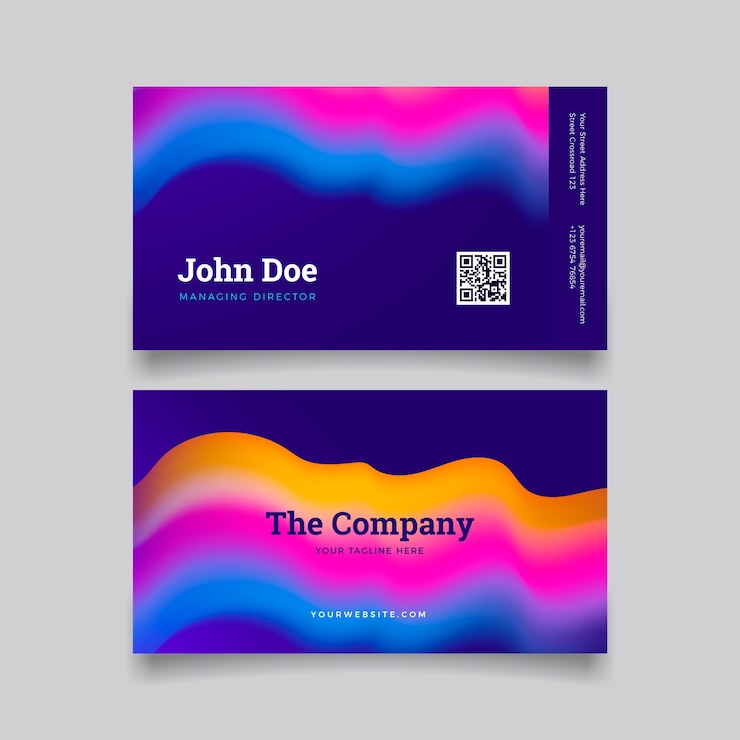 Miễn phí Vector gradient abstract horizontal double-sided business card template