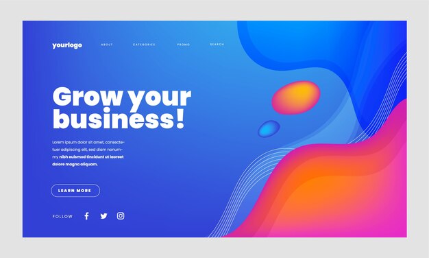 Gradient abstract landing page design