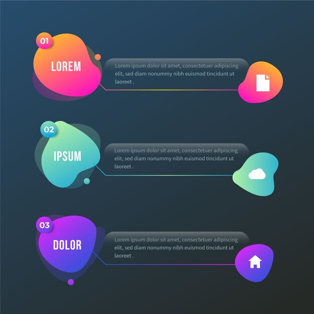 Gradient abstract shape infographic with text space