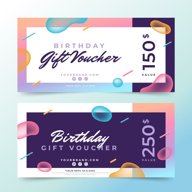 Gradient birthday gift voucher template