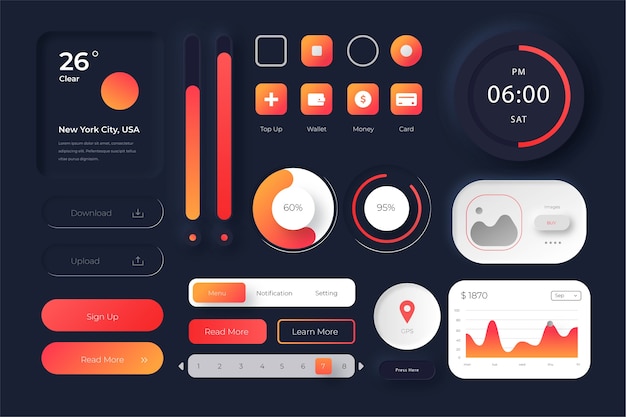 Gradient colored ui kit pack
