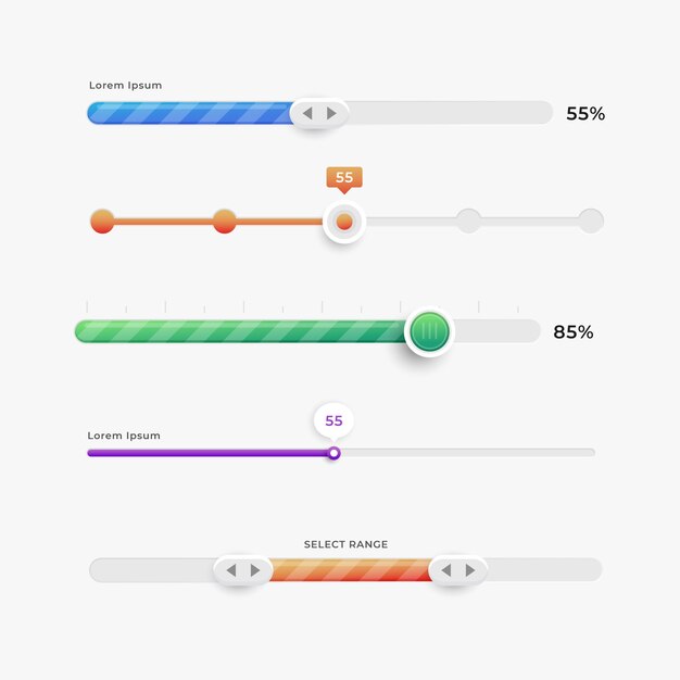 gradient colored ui sliders collection