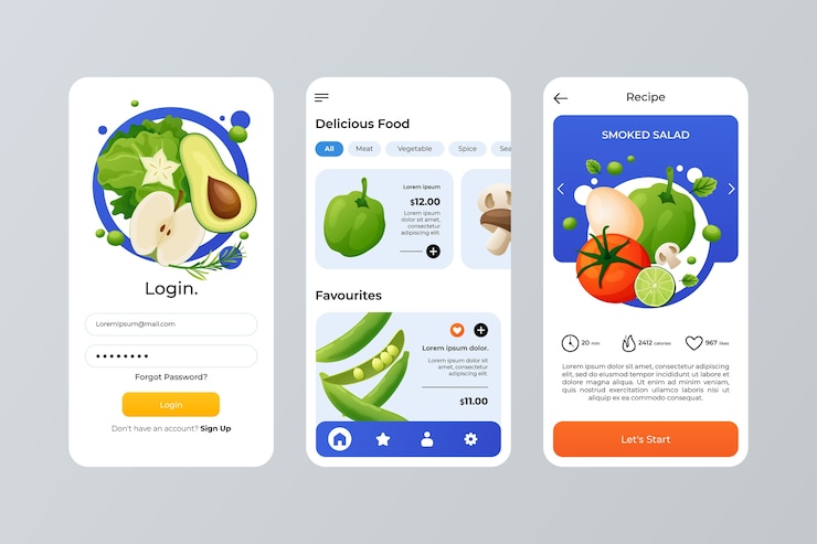 Miễn phí Vector gradient food businesses app template
