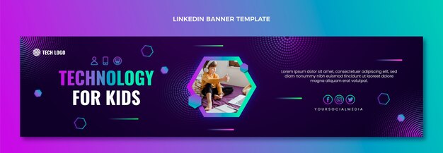 gradient halftone technology linkedin banner