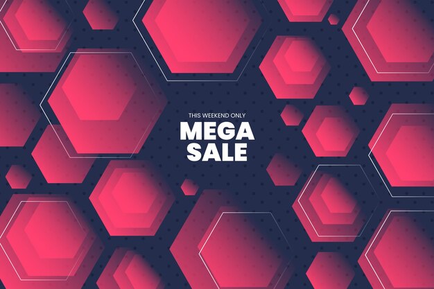 Gradient hexagonal background with mega sale
