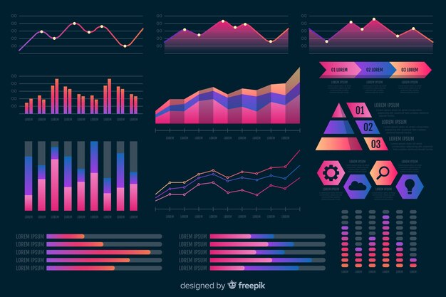 Gradient infographic element collection