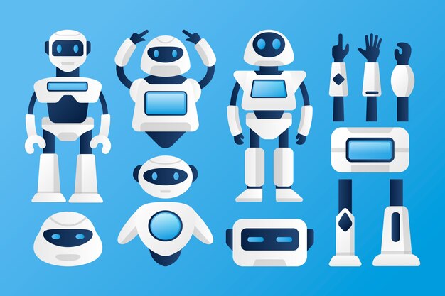 Gradient robot character constructor illustration