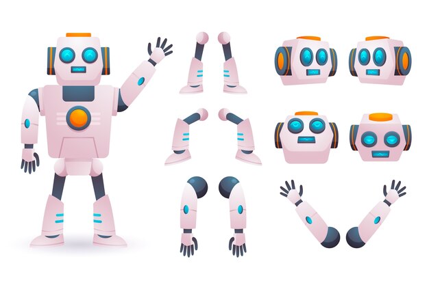Gradient robot character constructor illustration