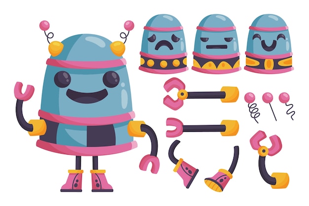 gradient robot character constructor illustrations