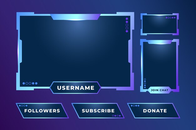 Gradient twitch platform panels set