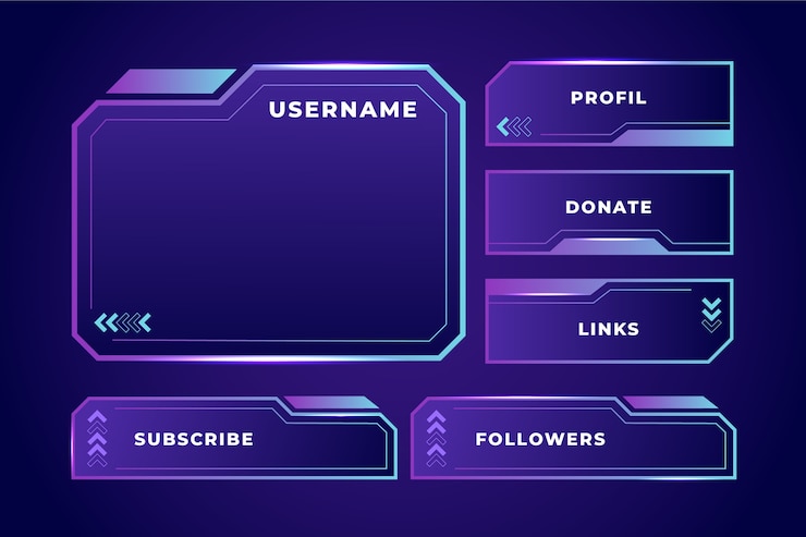 Miễn phí Vector gradient twitch platform panels set