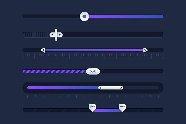 gradient user interface sliders collection