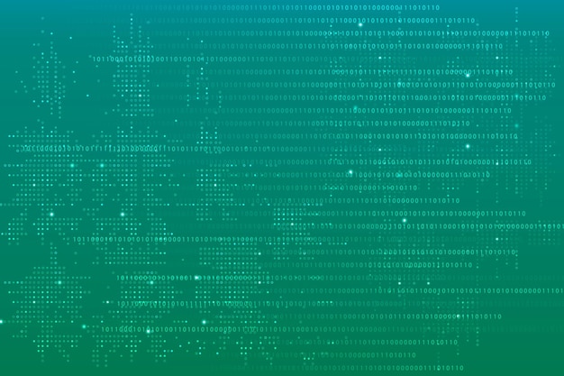 green data technology background with binary code