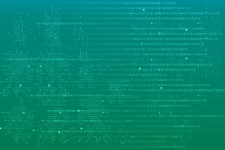 Miễn phí Vector green data technology background with binary code