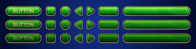 green ui vector button animation for game interface