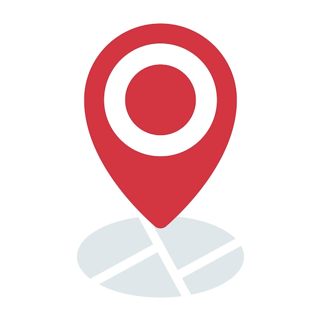 grey circle map with red location pin
