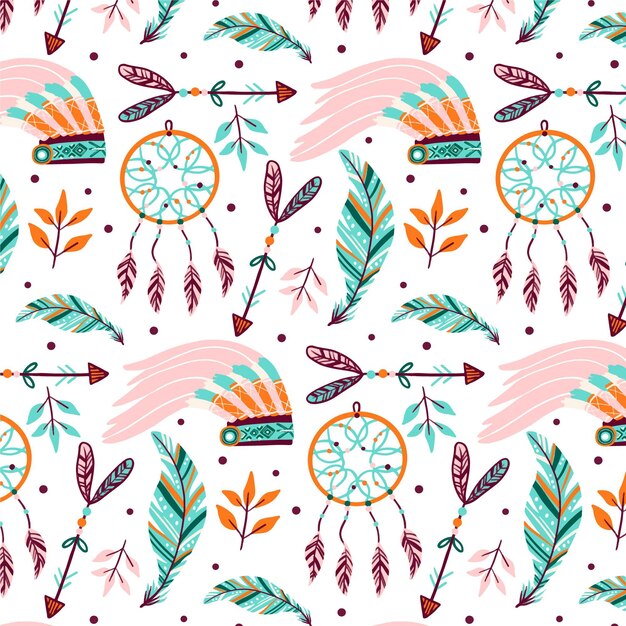 hand drawn boho pattern design