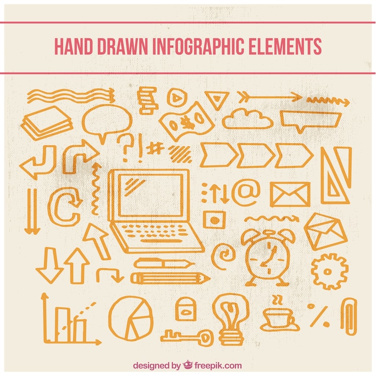 Miễn phí Vector hand-drawn collection of vintage infographic elements