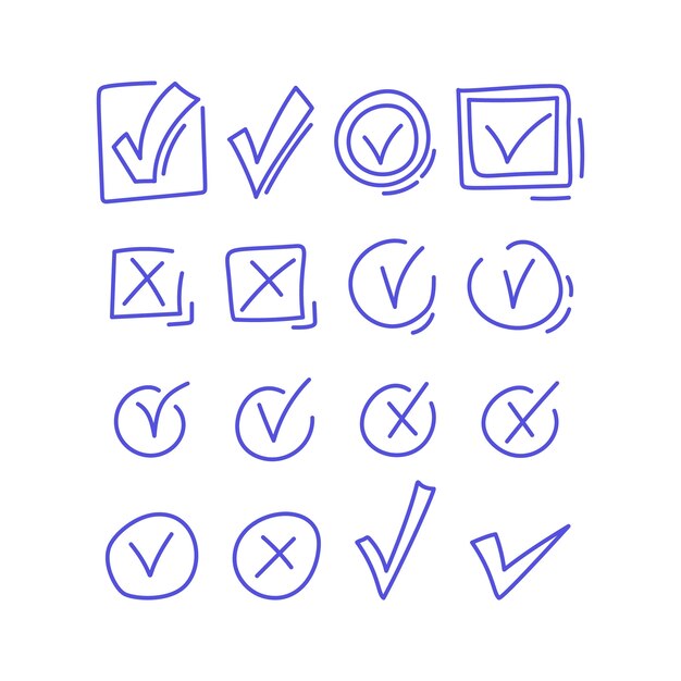 hand drawn doodle check mark icon
