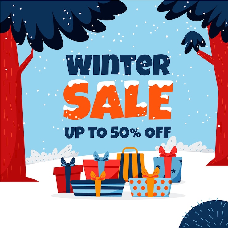 Miễn phí Vector hand drawn flat winter sale illustration and banner