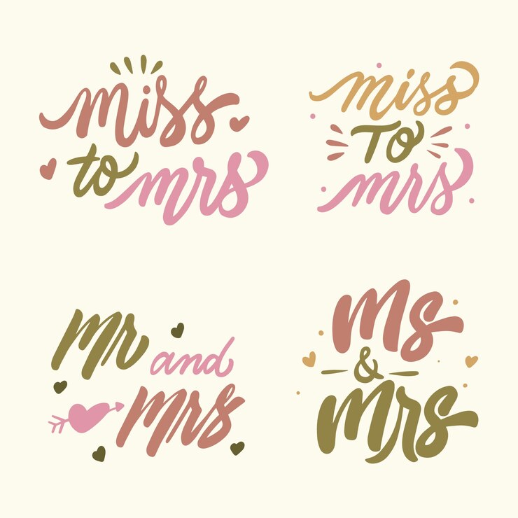 Miễn phí Vector hand drawn mr and mrs lettering collection