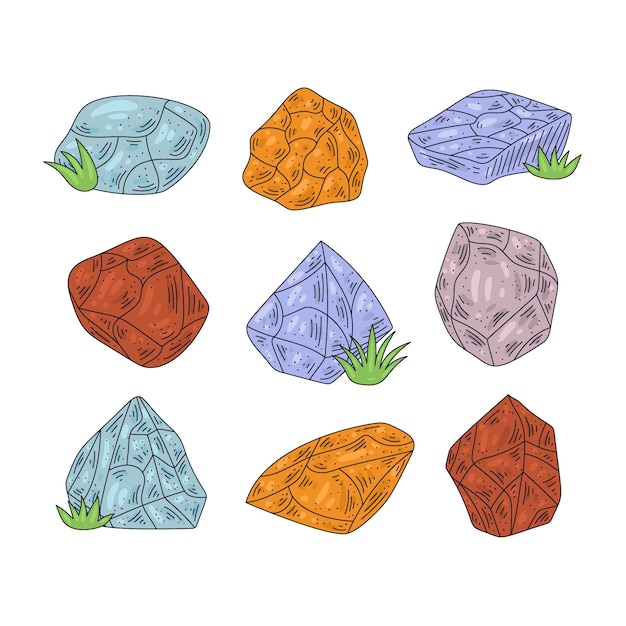 Hand drawn rock cartoon illustration