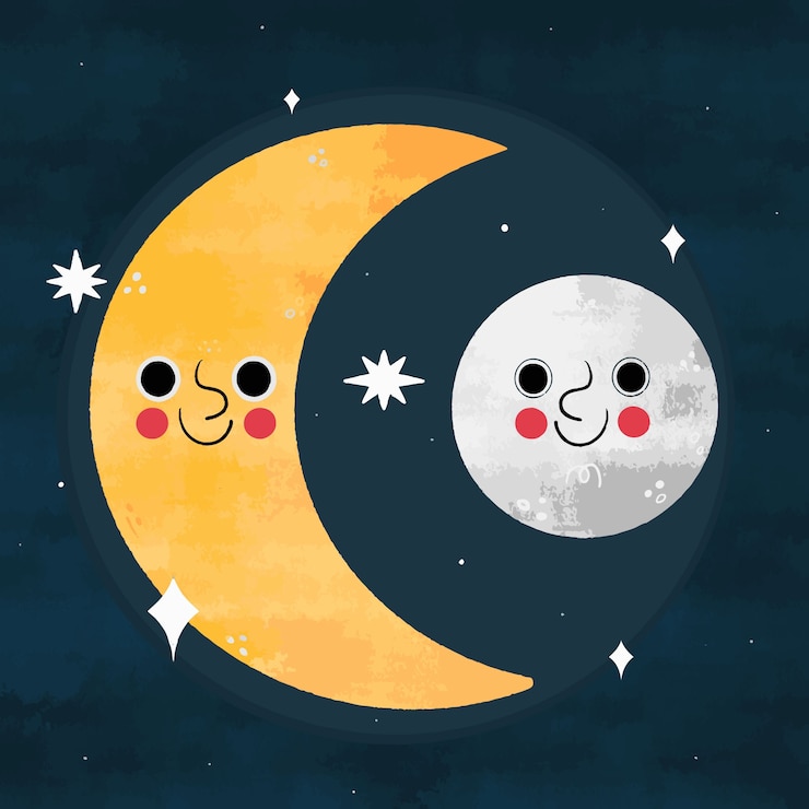 Miễn phí Vector hand painted moon and stars drawing illustration