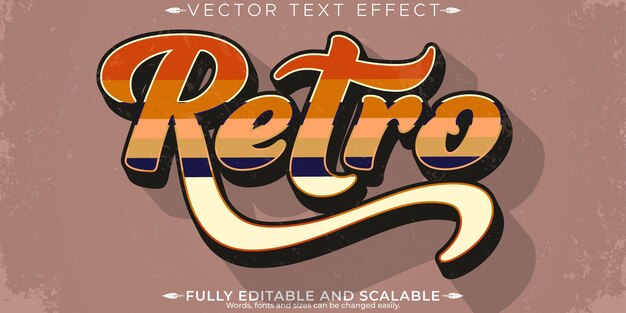Hiệu ứng văn bản hình dán retro, phong cách văn bản có thể chỉnh sửa thập niên 70 và 80